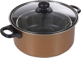 26cm 9" Non Stick Chip Pan Fryer Deep Fry Cooking Pot Lid Basket Set Saucepan