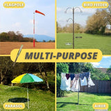 🔥32mm Metal Galvanised Ground Spike Soil Socket Outdoor Rotary Airer Parasol