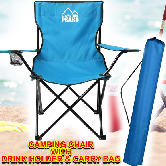 Camping Chair Folding Outdoor Seat Fishing Patio Garden Beach Chair Cup Holder