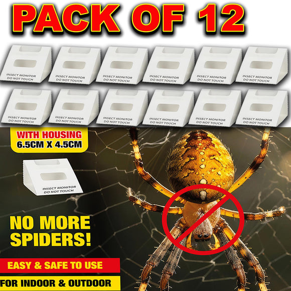 12 SPIDER KILLER TRAPS POISON FREE HOME SAFE CRAWLING INSECT TRAP INDOOR OUTDOOR