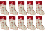 10x Hessian Jute Christmas Stocking Gift Filler Foil Printed Xmas Santa Sacks