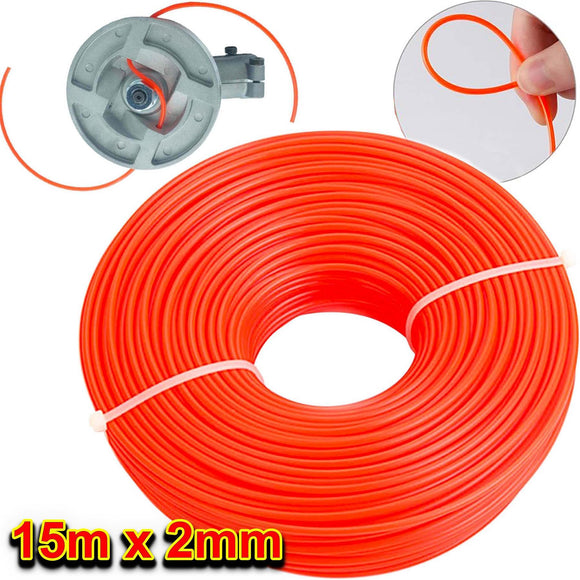 15m Strimmer Line Trimmer Wire Heavy Duty Replacement Cord 2mm Garden Grass UK