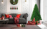 4ft Deluxe Christmas Tree Artificial With LED Lights White Pine Red Berry Cone Stand