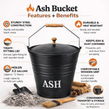 🔥12L Ash Bucket With Lid BBQ Wood Fire Cast Iron Log Container Litre Coal Bin