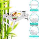 Bamboo Bed Tray Wooden With Handles Folding Leg Serving Breakfast Lap Food Table