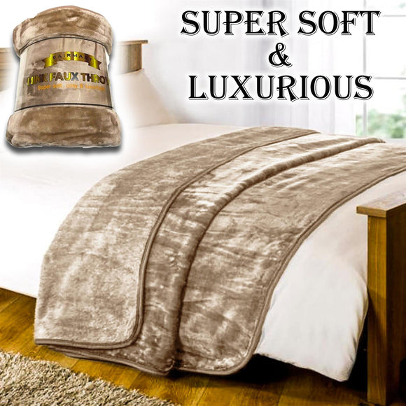 Extra Large Luxury Faux Fur Throw Fleece Blanket Sofa Bed Mink Soft Plush Warm