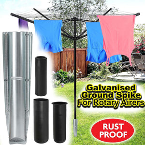 HEAVY DUTY METAL GROUND SPIKE PARASOL AIRER ROTARY WASHING LINE STAND GALVANISED