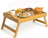 Bamboo Bed Tray Wooden With Handles Folding Leg Serving Breakfast Lap Food Table
