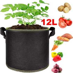 12L Fabric Pot Container Grow Bag Pot Plant Breathable Hydroponics Planter