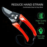 Pruning Shears Strong Carbon 8" Garden Hand Pruner Secateurs Plants Tool Set