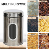 3x Kitchen Storage Canisters Tea Coffee Sugar Jars Set Pots Food Container Tins