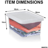 2x 13L Plastic Storage Boxes Clear Container Home Office Kitchen Stackable Box