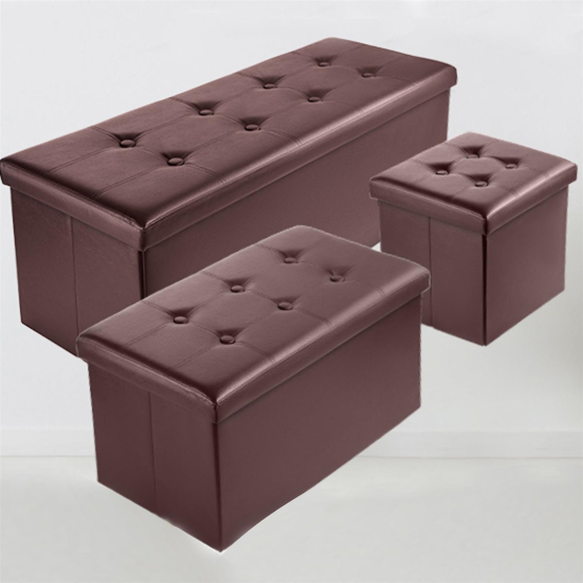 Folding Ottoman Storage Box Pouffe Seat Home Chair Foot Stool Bench ...