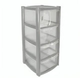 4 Tier Mini Drawer Plastic Tower Trolley Drawers School Office Home Desktop UK