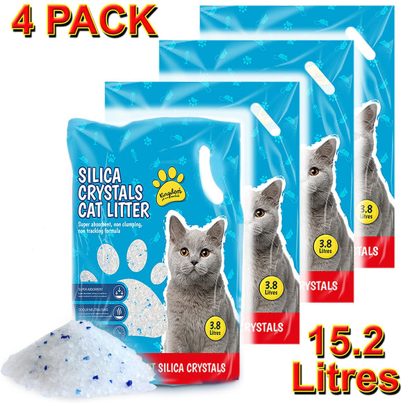 4xSilica Crystal Diamonds Non Clumping Great Absorbency Odour Control Cat Litter