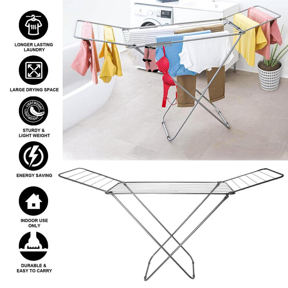 20M LARGE WINGED AIRER DRYER DRYING SPACE CLOTHES HORSE LAUNDRY RACK WASHING