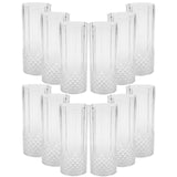 12x VINTAGE CLEAR CRYSTAL EFFECT PLASTIC GLASSES DRINKING PICNIC GARDEN ACRYLIC