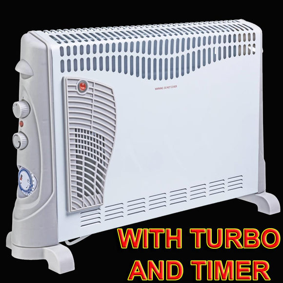 PORTABLE 2KW CONVECTOR HEATER WITH TIMER & TURBO HOME ELECTRIC THERMOSTAT WINTER
