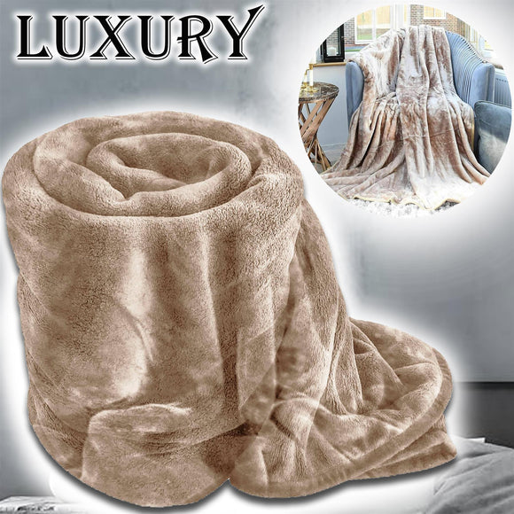 Luxury Faux Fur Throw Large Sofa Bed Mink Soft Warm Fleece Blanket Plush Double