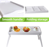 Bamboo Bed Tray Wooden With Handles Folding Leg Serving Breakfast Lap Food Table