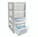 4 Tier Mini Drawer Plastic Tower Trolley Drawers School Office Home Desktop UK