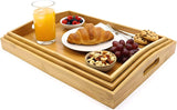 3x Bamboo Serving Trays Wooden Serving Tray Set Breakfast Platters With Handles