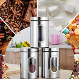 3x Kitchen Storage Canisters Tea Coffee Sugar Jars Set Pots Food Container Tins