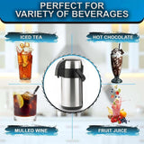 3L Tea Coffee Air Pot Flask Pump Vacuum Insulated Carry Handle Thermal Jug Drink