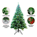 Luxury Christmas Tree Frosted Pine Cone Red Berries Xmas Tree Candy Cane 4/5Ft