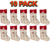 10x Hessian Jute Christmas Stocking Gift Filler Foil Printed Xmas Santa Sacks