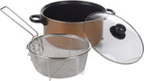 26cm 9" Non Stick Chip Pan Fryer Deep Fry Cooking Pot Lid Basket Set Saucepan