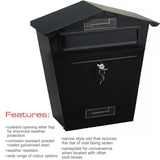 🔥Large Post Box Letter Mail Box Premium Steel Lockable Wall Mount 2 Keys Secure