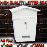 Quality Post Box Letter Mail Box Steel Lockable Wall Mount White