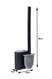Silicone Toilet Bathroom Brush Flexible Head Long Handle Wall-Mounted Anti Drip