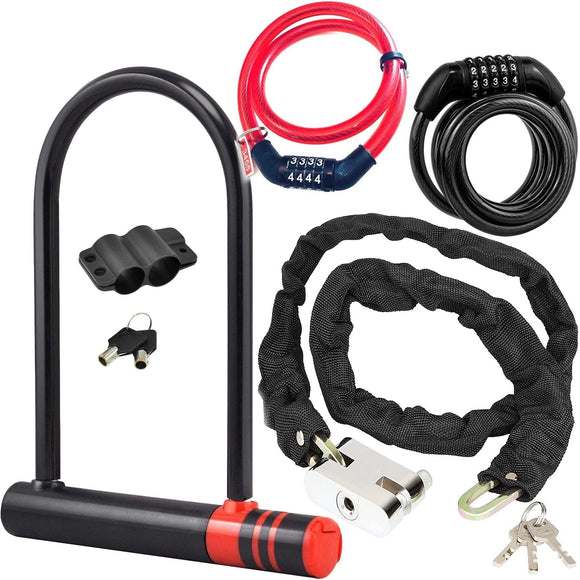 Heavy Duty Security Lock U Shape Chain Bike Bicycle Motorbike Scooter Shed Gate