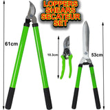 🔥3PC PRUNING TREE LOPPER SHEARS SECATEURS HEDGE SHRUB CUTTING GARDEN TOOL SET