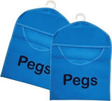 2x Clothes Peg Bag Washing Line Laundry Hanging Storage Basket Fabric Holder