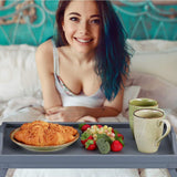 Bamboo Bed Tray Wooden With Handles Folding Leg Serving Breakfast Lap Food Table
