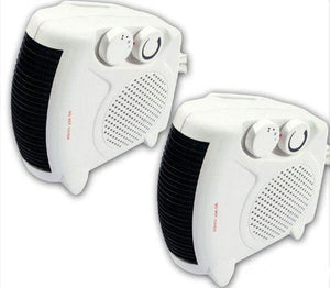 2 Pack Electric Thermo Fan Heater Warm Hot Cold Cool Air Compact Silent 2000W Heat