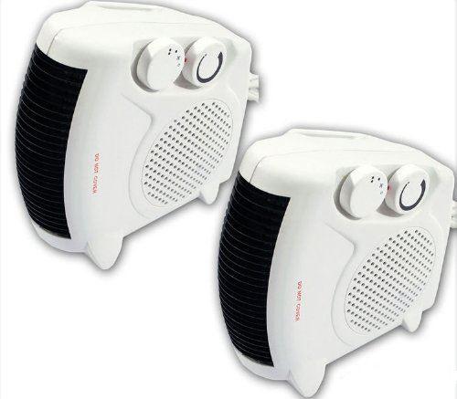 2 Pack Electric Thermo Fan Heater Warm Hot Cold Cool Air Compact Silent 2000W Heat
