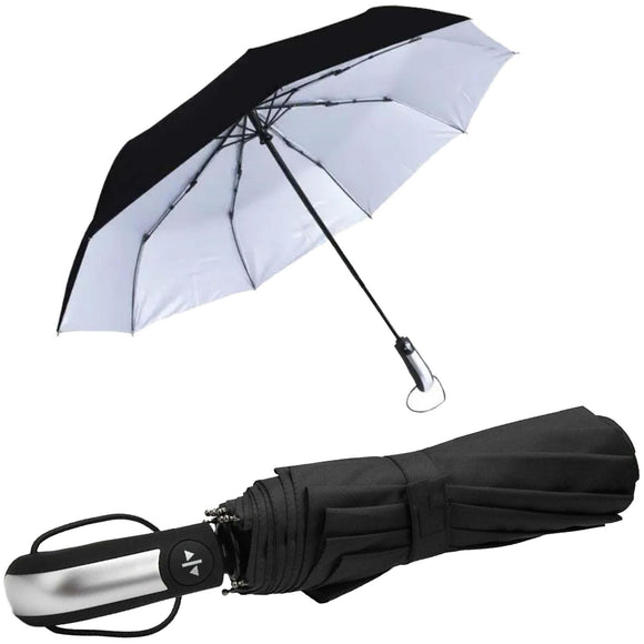 Windproof Strong Automatic Open Close Folding Compact 10 Rib Umbrella Travel UK