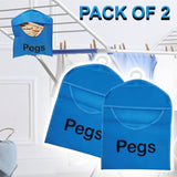 2x Clothes Peg Bag Washing Line Laundry Hanging Storage Basket Fabric Holder