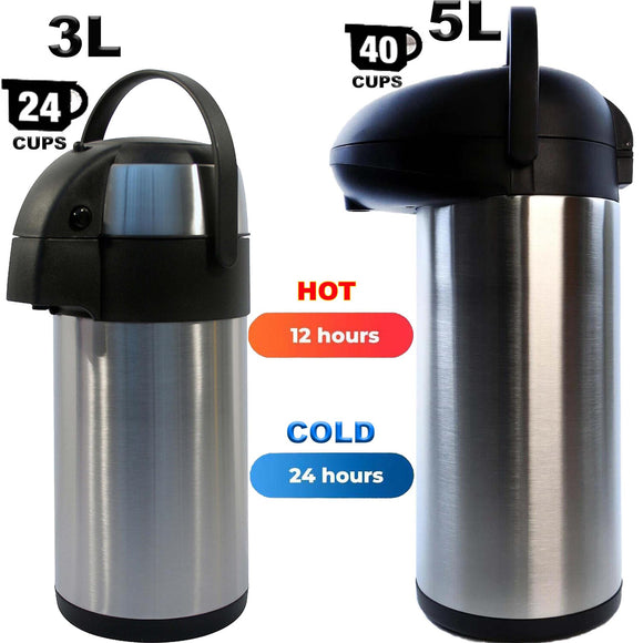 3L/5L Air Pot Tea Coffee Vacuum Pump Flask Airpot Jug Safety Lock Carry Handle