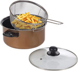 26cm 9" Non Stick Chip Pan Fryer Deep Fry Cooking Pot Lid Basket Set Saucepan
