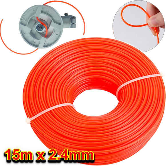 15m Strimmer Line Trimmer Wire Heavy Duty Replacement Cord 2.4mm Garden Grass UK