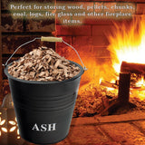 🔥12L Ash Bucket With Lid BBQ Wood Fire Cast Iron Log Container Litre Coal Bin