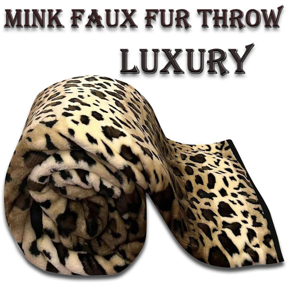 Luxury Faux Fur Throw Fleece Blanket Large Sofa Bed Mink Soft Warm Plush Double