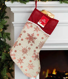 10x Hessian Jute Christmas Stocking Gift Filler Foil Printed Xmas Santa Sacks