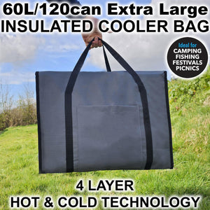 Extra Large 60L Insulated Cooler Cool Bag Box Picnic Camping Food Drink Ice
