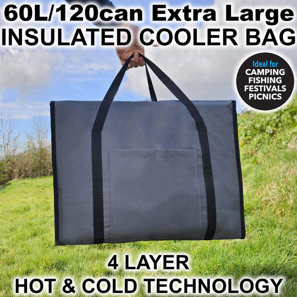 Extra Large 60L Insulated Cooler Cool Bag Box Picnic Camping Food Drink Ice